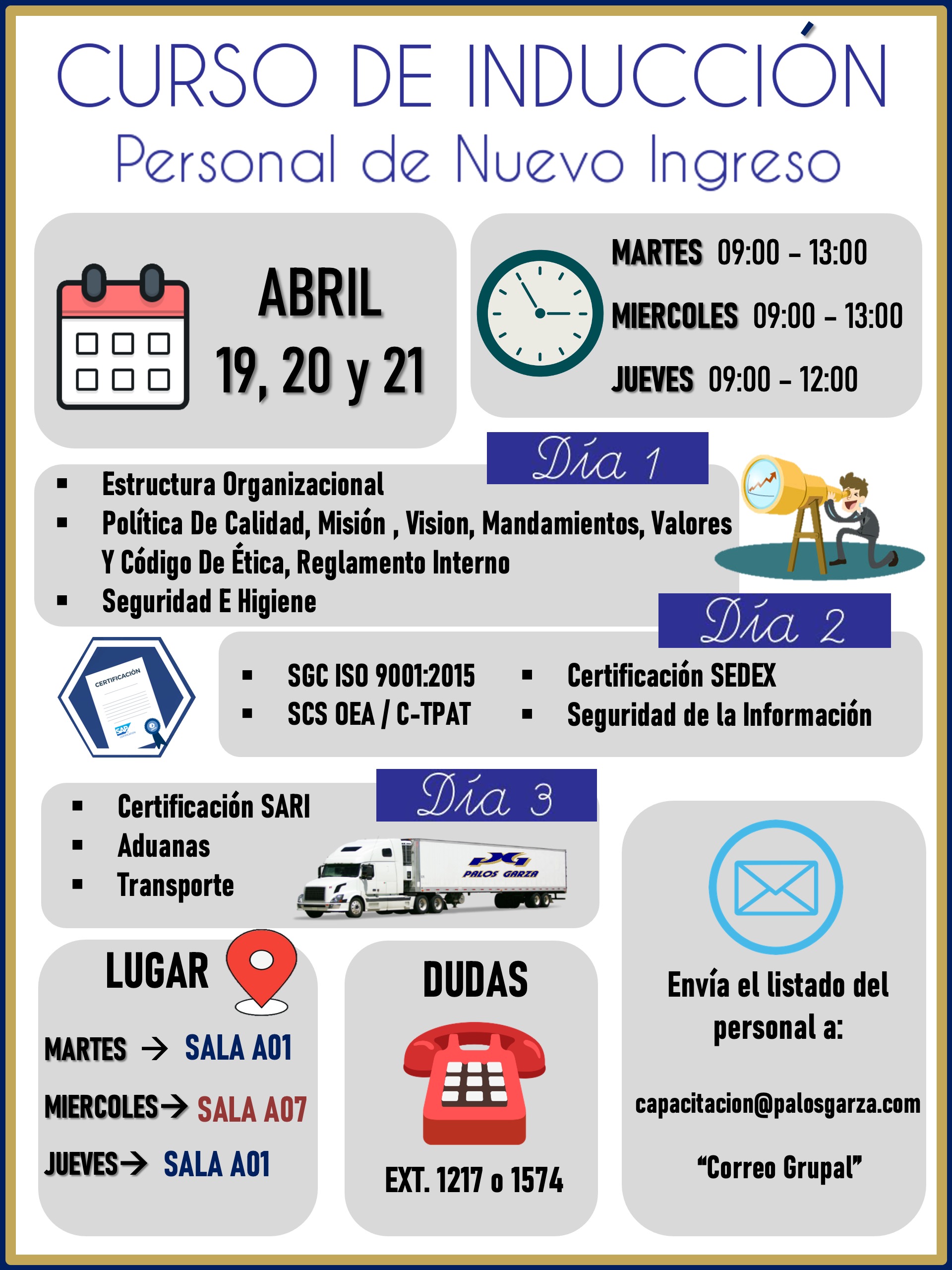 Curso de inducción - abril -Personal de nuevo ingreso